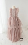 RÓŻ WENECKI suknia falbany wiszące, miękka 