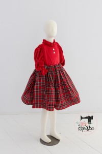 KRATKA czerwona TARTAN guziki 8-10l GOTOWE DO WYSYŁKI