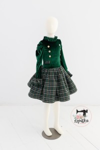 KRATKA zielona TARTAN guziki 1-2l GOTOWE DO WYSYŁKI 