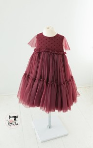 BORDO sukienka TODDLER marszczona
