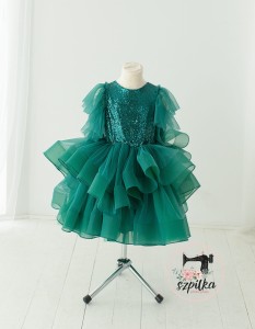 GREEN sequins + tulle 6-8y